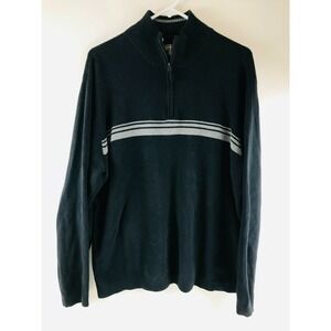 Arrow Sweater Men's Large Black 1/4 Front Zip Pullover Mock Neck Long Sleeve